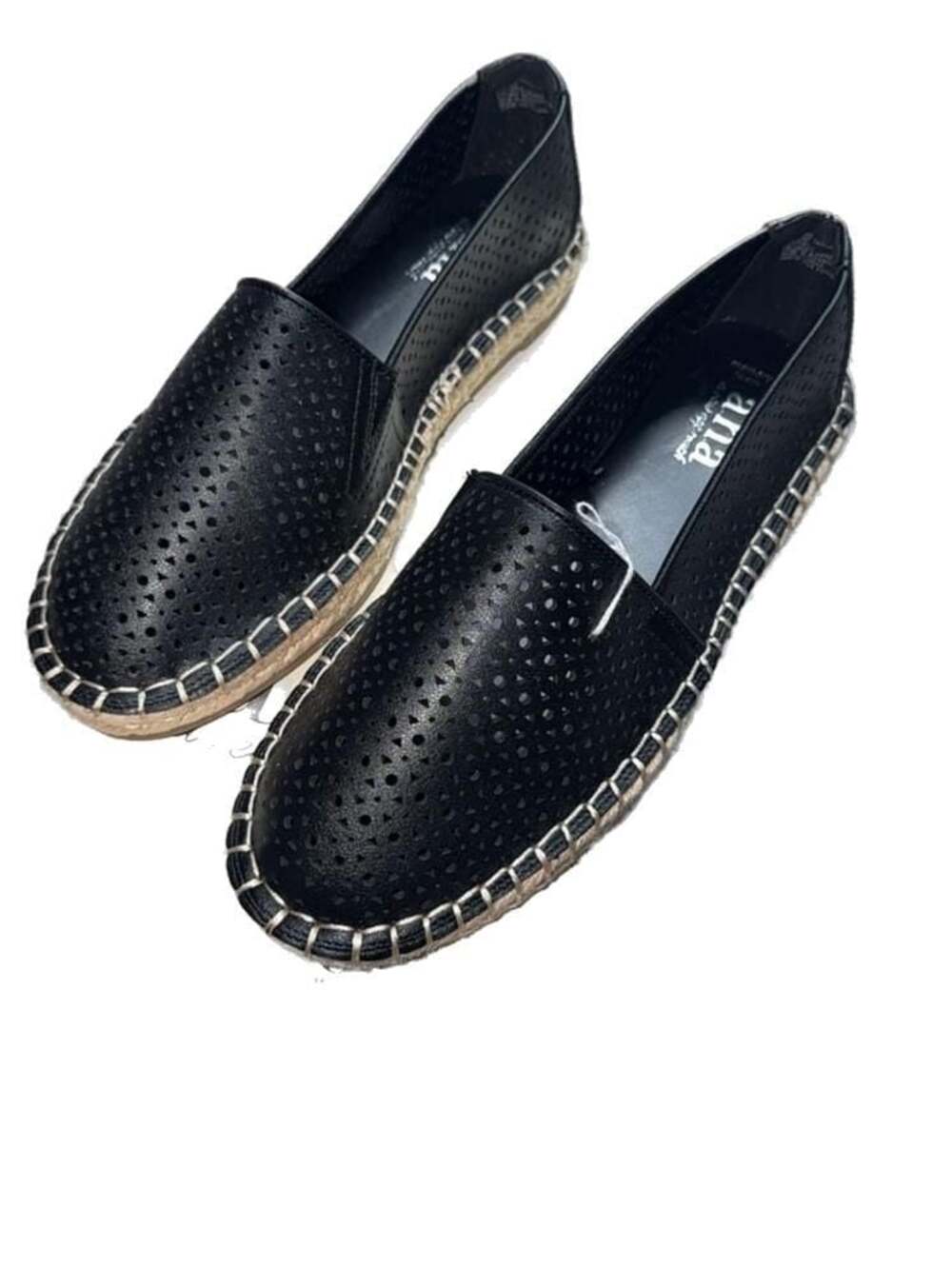 ana A New Approach Black Perforated Espadrille Flats Size 7.5